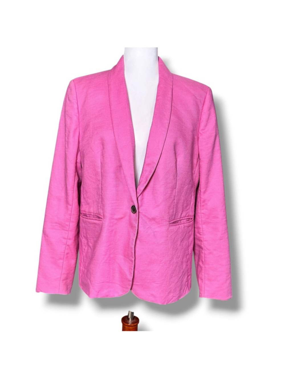 J Crew Blazer Womens 14 Pink Parke Linen Blend One Button Suit Jacket Office - Picture 3 of 12